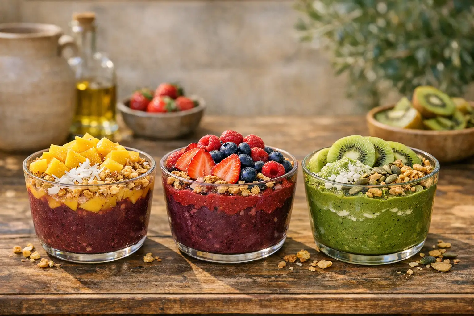 שלוש וריאציות של קערות אסאי