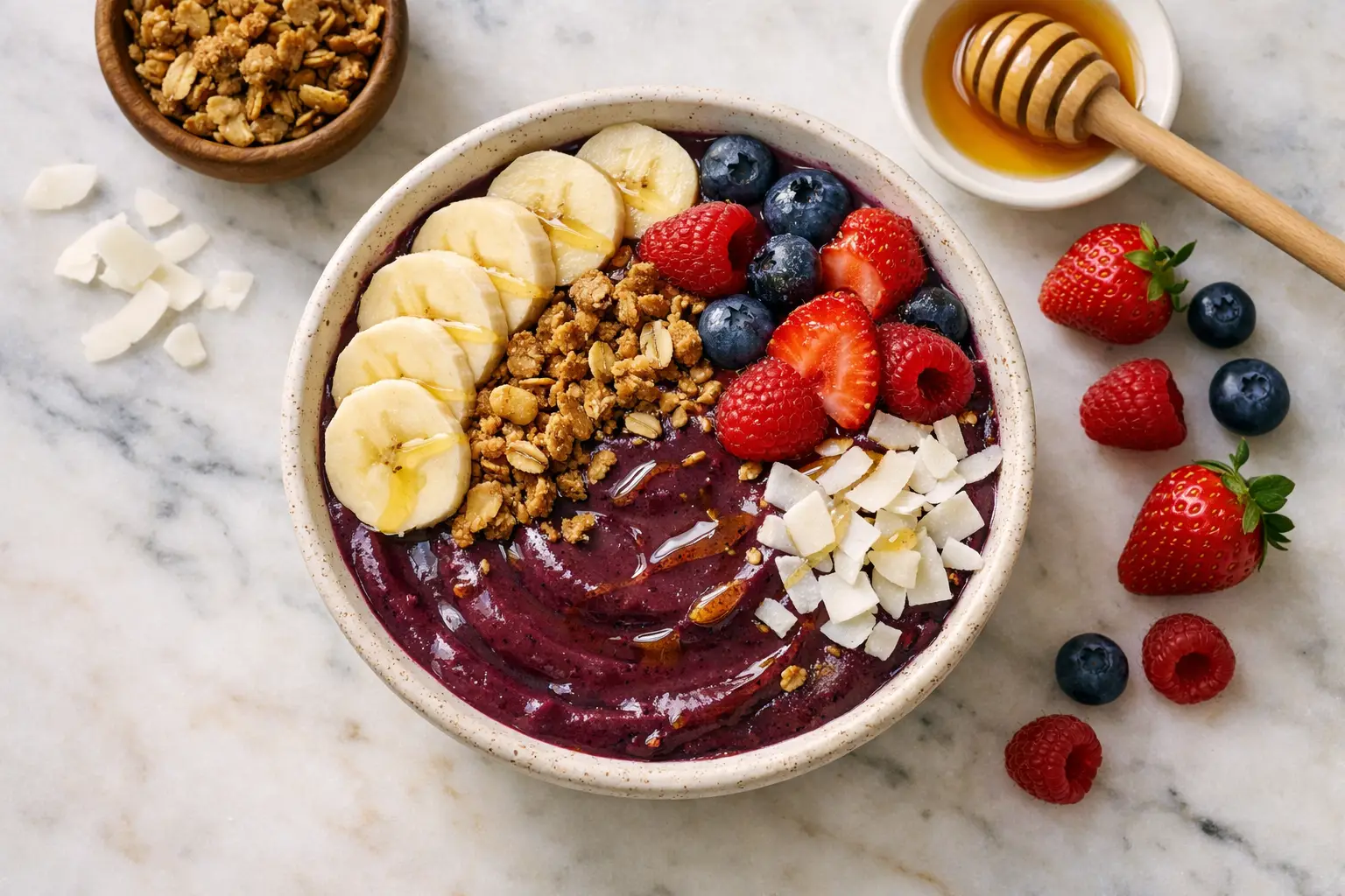 קערת אסאי מושלמת עם תוספות טריות